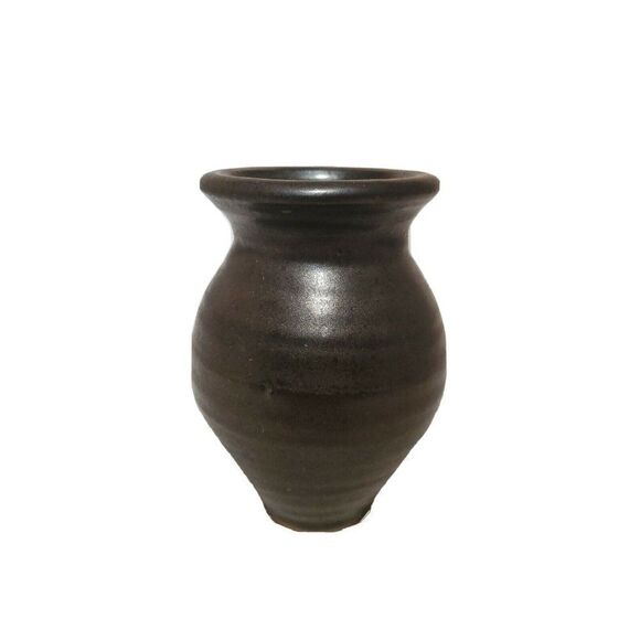 Mid Century Modern Hand Painted Stoneware Pottery Artist Signed Bud Vase Liane - Picture 3 of 4